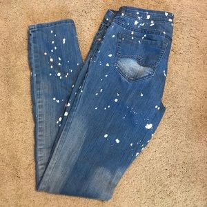 OP Bleach Splattered Jeans Girls Teen Juniors Size 9 Straight Leg